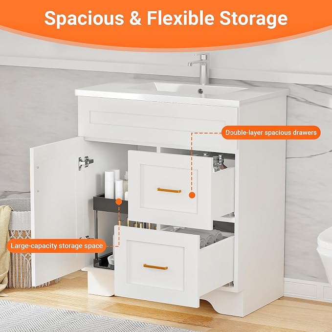 30-Inch Premium Wooden Bathroom Vanity - Image 5
