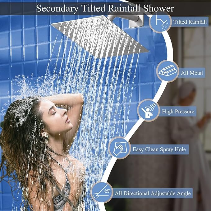 Shower Faucet Set Polished Chrome Shower System, Knob Switch Diverter Shower - Image 5