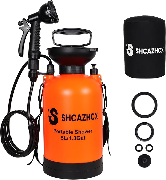1.3 Gallon/5L Portable Outdoor Shower, 10 Spray Modes, No Power Needed by Unknown