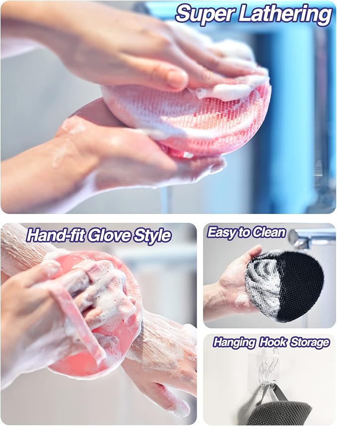 Manmihealth Silicone Back Scrubber & Soft Bath Glove Set, Super-Cleaning Body - Image 5