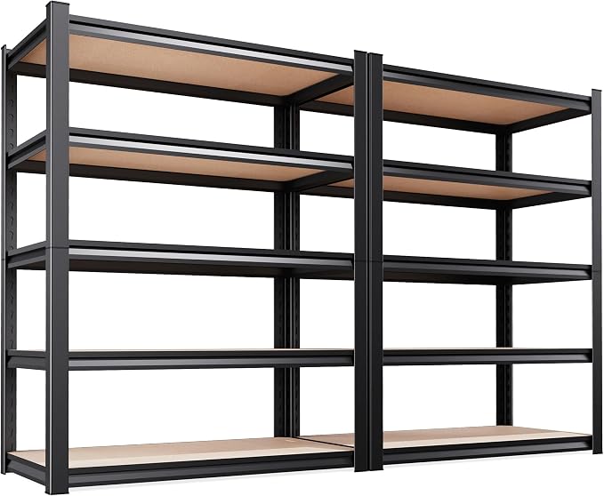 Set of 2 Heavy Duty Garage Shelving, 5-Tier Storage Shelves, 2000LBS Metal Shelf by Unknown