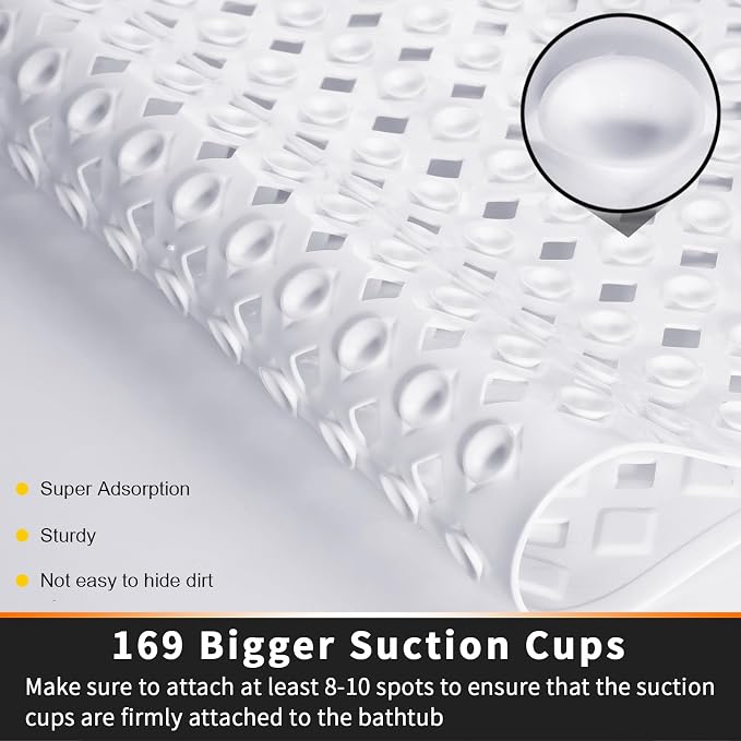 Yimobra Square Shower Mat Non Slip, Super Strong Suction Cups, Machine Washable - Image 2