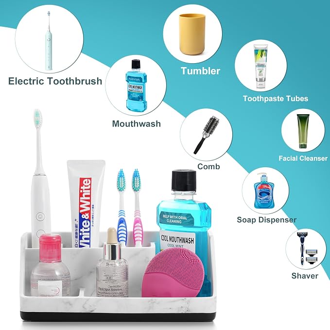 VITVITI Toothbrush Holder for Bathroom, Resin Bathroom Organizer Countertop Sink - Image 6
