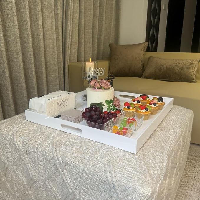 White Modern Acrylic Ottoman Tray - Image 3