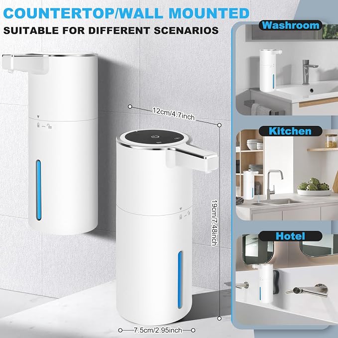 Automatic Soap Dispenser Liquid Touchless: 13.52oz/400ml Wall USB Rechargeable - Image 6
