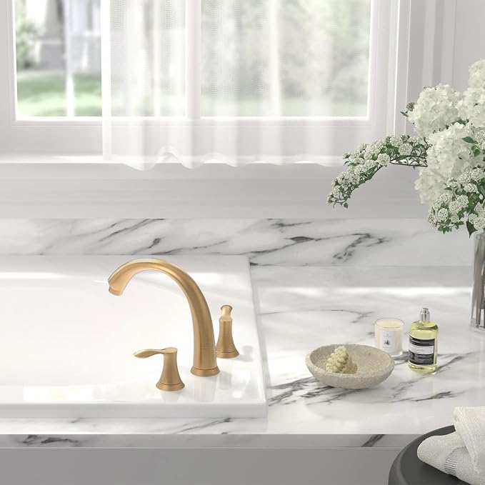 Lava Odoro 2-Handle Widespread Roman Tub Faucet, Bronze Gold Tub Faucet - Image 3