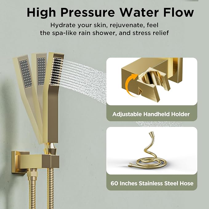 Shower Systems with 4 Body Spray Jets, STARBATH 4 Way 12+6" Rainfall Shower - Image 5