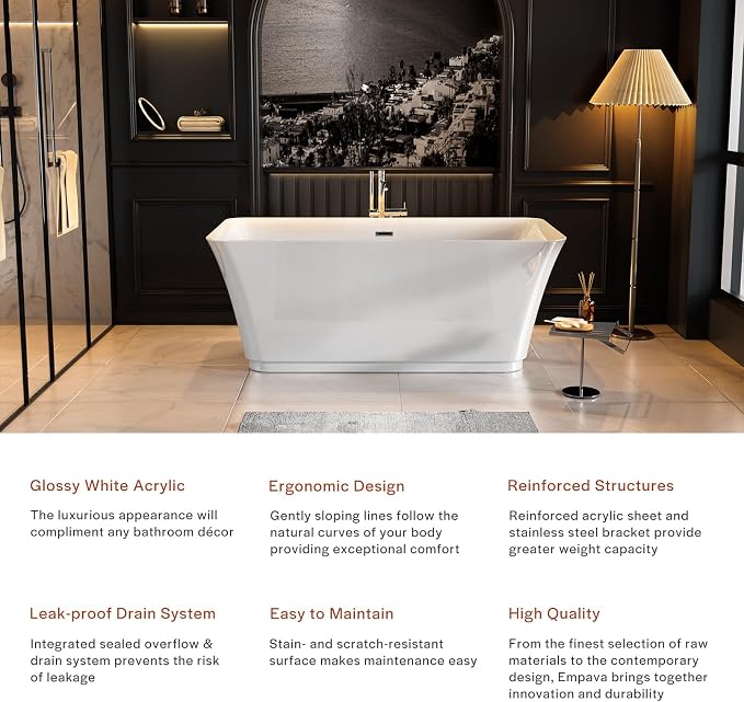 Empava 59 Inch Freestanding Bathtub - Image 7
