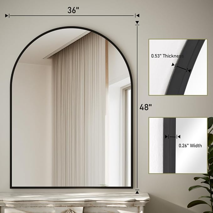 HARRITPURE 36"x48" Arched Bathroom Mirror - Image 5