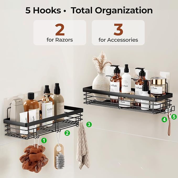 Orimade Shower Caddy with 5 Hooks - Image 7