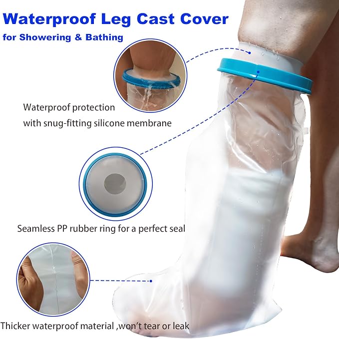 Waterproof Leg Cast Cover for Showering, Reusable Adult Short Leg Cast Protector - Image 4