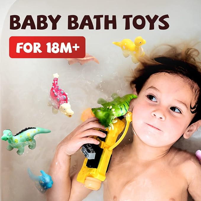 Hely Cancy Dinosaur Bath Toys for Toddler, No Hole Baby Bathtub Shower Water - Image 4