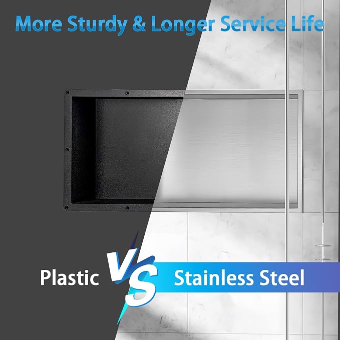 Shower Niche, Stainless Steel Elegant Bathroom Niche, No Tile Needed Recessed - Image 4