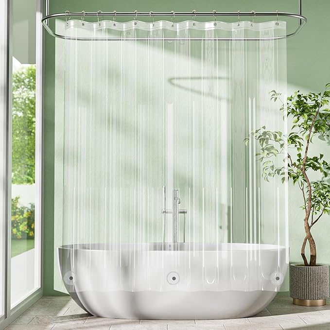 Amazer Clear Shower Curtain Liner, 72x65 Plastic Shower Liner PEVA Medium by Amazer
