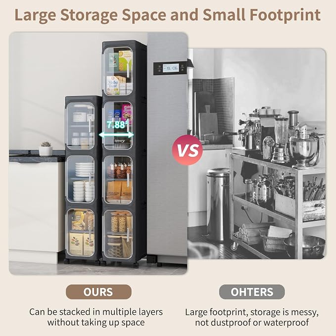 KHNR 4-Tiers Slim Bathroom Storage Cabinet, Foldable Storage Cabinets, Narrow - Image 3