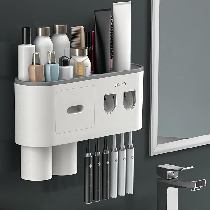 No-Drill Wall Mounted Toothbrush Holder, Bathroom Shelf, by Celsitudo