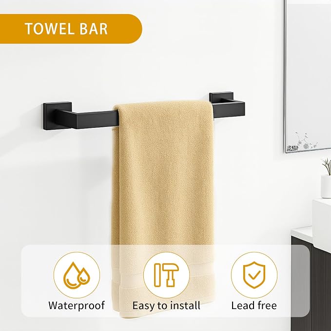 5-Piece Matte Black Bathroom Hardware Accessories Set - Image 4