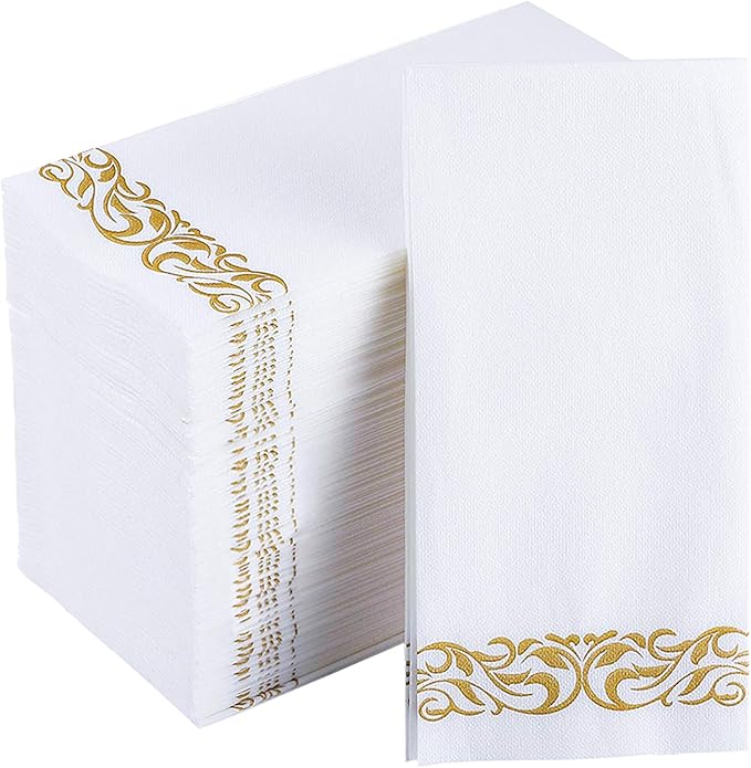 JOLLY CHEF 100 Disposable Hand Towels, Soft and Absorbent Linen Feel Dinner by JOLLYCHEF