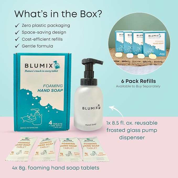 Foaming Hand Soap Starter Set – Reusable Glass Pump Bottle + 4 Scented Soap - Image 5