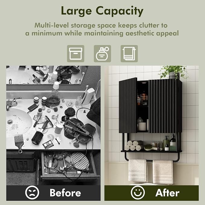 RUSTOWN Fluted Bathroom Wall Cabinet - Image 8