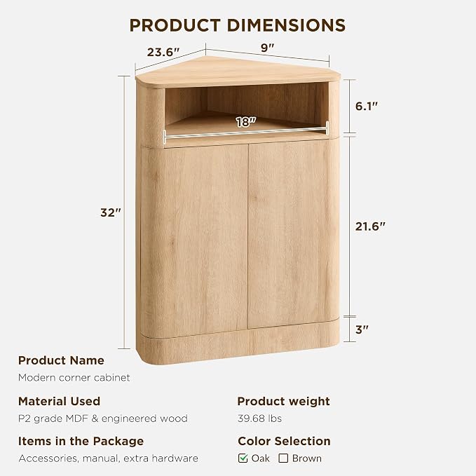 ACCOHOHO Modern Small Corner Cabinet - Image 2
