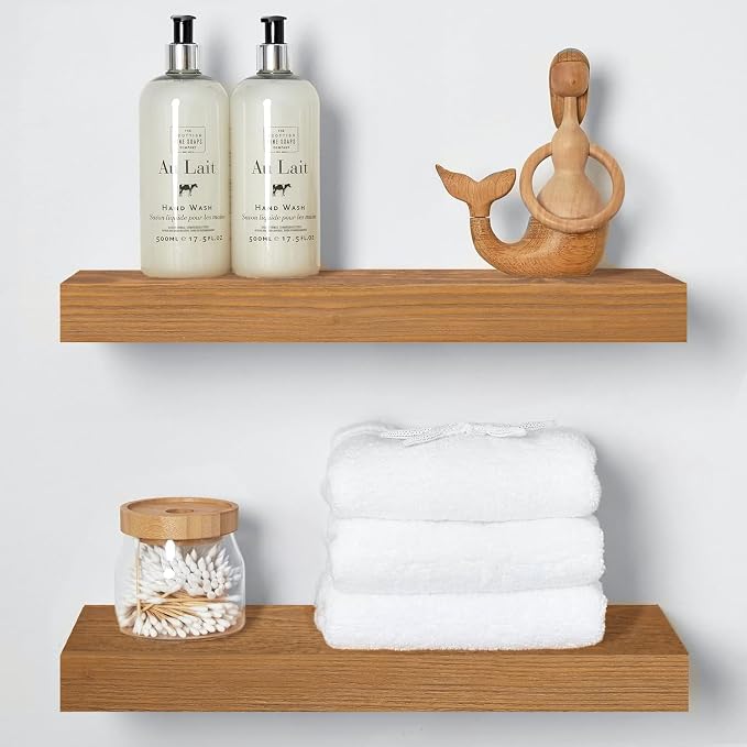 Homeforia 18 inch Golden Oak Floating Shelf, High End Solid Real Wood 18inch by Homeforia