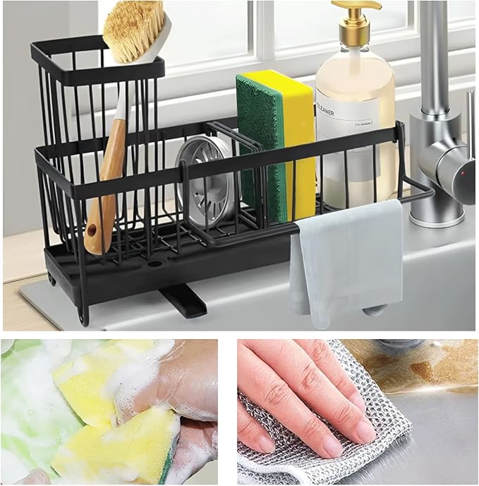 5 in 1 Kitchen Sink Caddy Organizer, Rustproof Stainless Steel Sink Caddy - Image 5