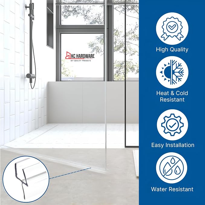 KC Hardware 36 Inch Frameless Clear Shower Door Bottom Seal - Image 5