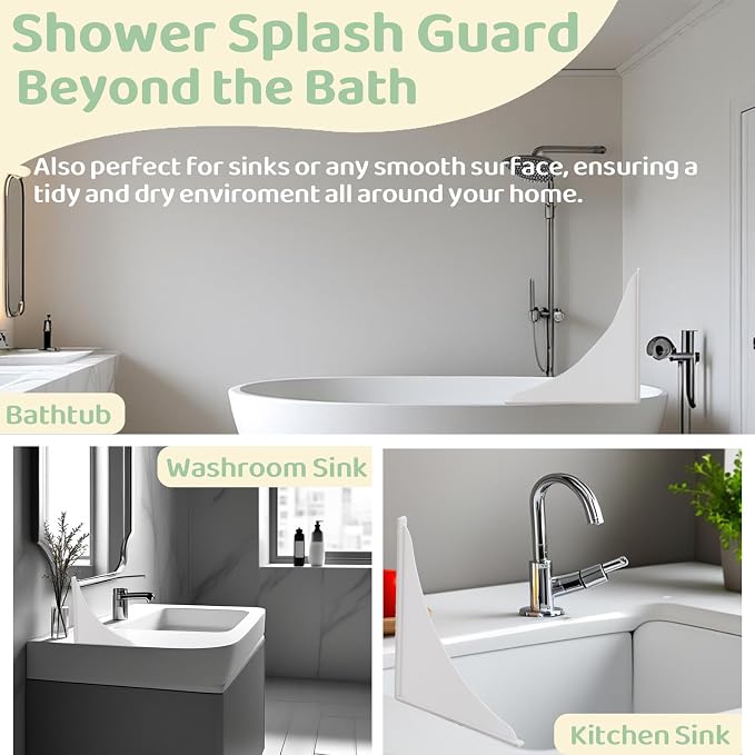 2 Pieces Bathtub Shower Splash Guards, Shower Water Guard - Image 3