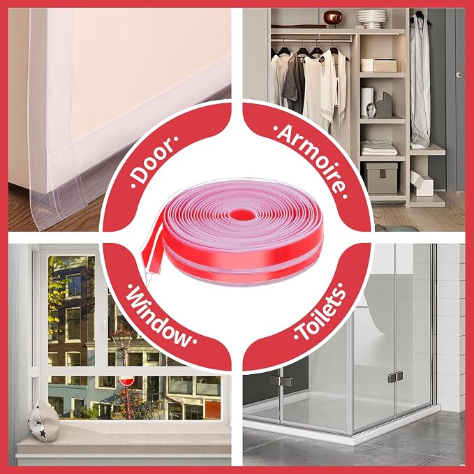 2024 Updated 29.5Ft T-Shaped Clear Weather Stripping Door Seal, Door Draft - Image 6