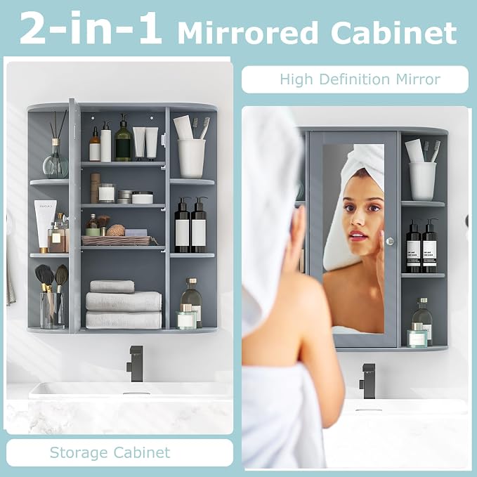 COSTWAY Wall Mounted Bathroom Cabinet - Image 6