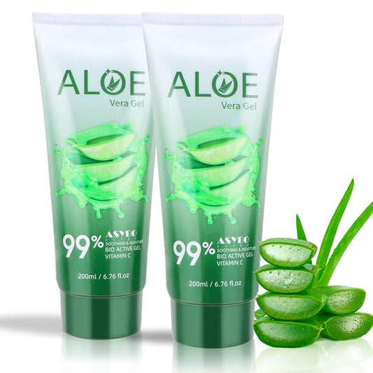 200x2 ML Aloe Vera Gel – 99% Organic Pure Aloe Vera Hydrating Face & Body by ASYBO