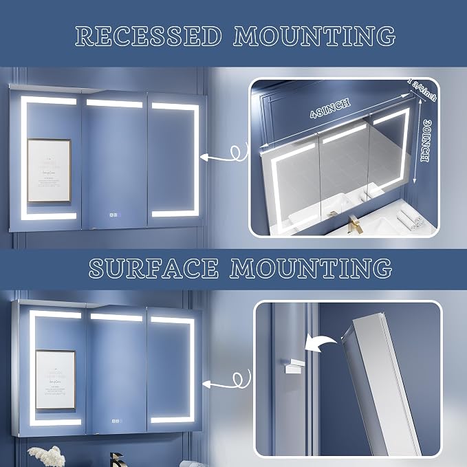 ExBrite LED Lighted Bathroom Medicine Cabinet - Image 8