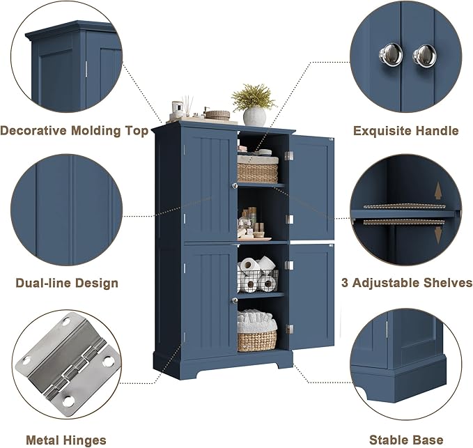 ChooChoo Bathroom Floor Cabinet, Modern Bathroom Storage Cabinet - Image 4