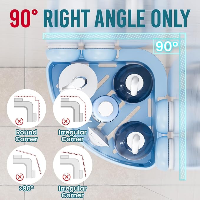 TAILI Corner Shower Caddy with Suction Cups, Wall Mounted Organizer Plastic Rack - Image 5