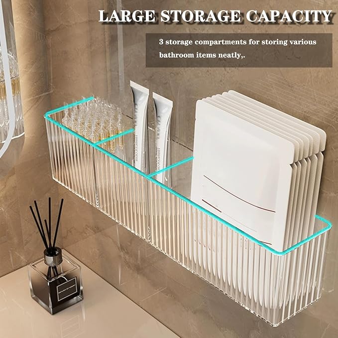 2 Pack Bathroom Makeup Organizer Wall Mount Clear Bathroom Organizers and - Image 3