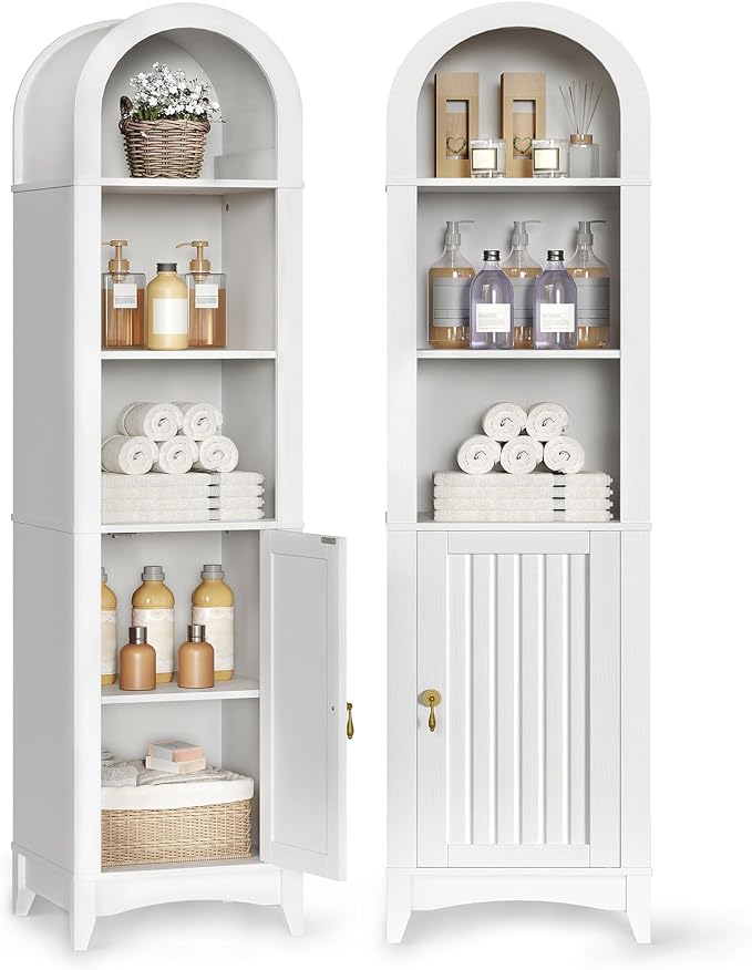 69" Tall Bathroom Storage Cabinet, Tall Arched Freestanding Storage Cabinet - Image 7