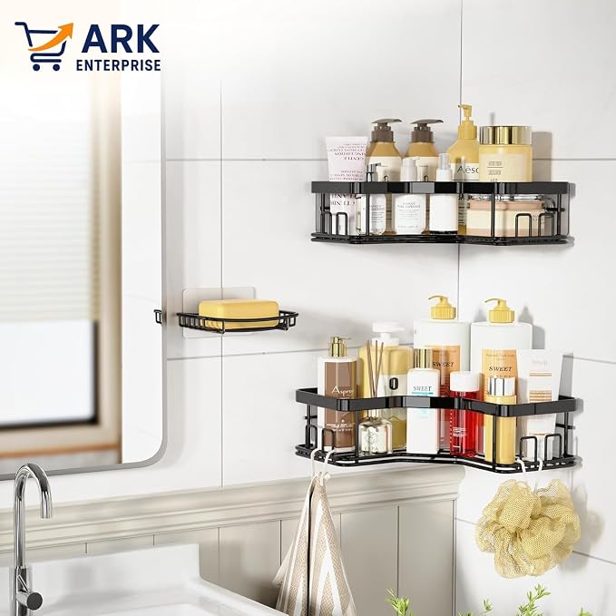 Shower Caddy Corner Shelf with Soap Holder, No Drill Adhesive Wall Mounted with - Image 9