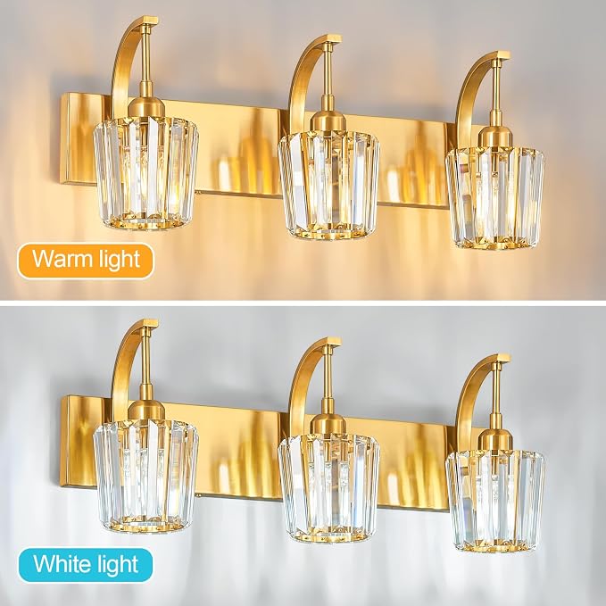 Modern Bathroom Vanity Light, 3-Light Gold Wall Sconce - Image 5