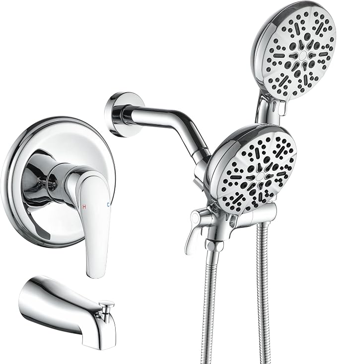 Dual Shower Faucet Set With Tub Spout by DIFEINISANITARYWARE---showerfaucet---