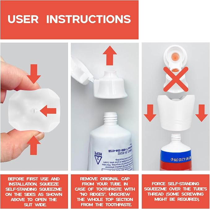 Chrome Cherry SqueezMe Self-Closing Toothpaste Caps, Silicone Lid - Image 6