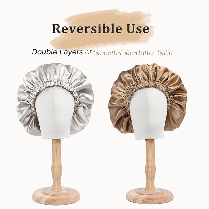 YANIBEST Adjustable Satin Bonnet Double Layer Hair Bonnet - Image 3