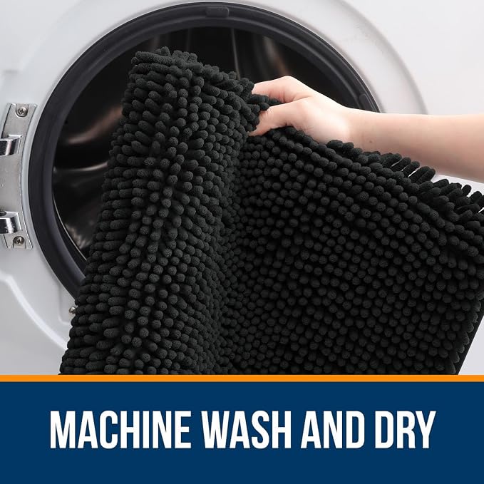 OLANLY Bathroom Rugs 44x24, Extra Soft Absorbent Chenille Bath Rugs, Rubber - Image 5