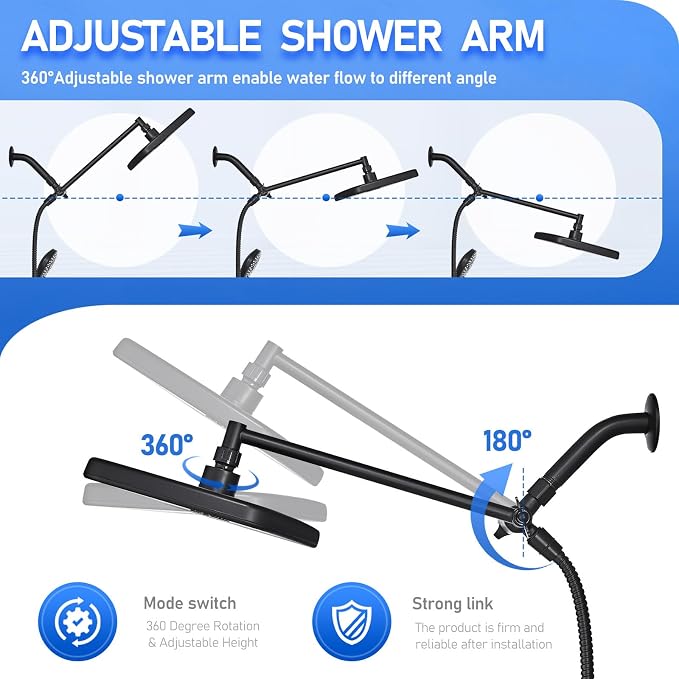 Wide Rain Shower Head With 5 Modes Handheld Showerheads, High Pressure - Image 4