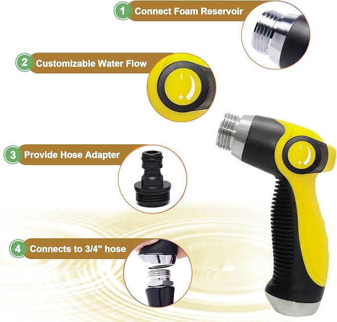 Giant Pet Washing Hose Attachment, 6-in-1 Soap Sprayer Moden Garden Hose Nozzle - Image 3