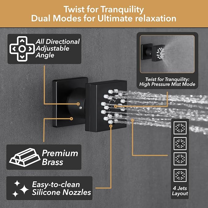 VANFOXLE Shower Faucet Set Matte Black Shower System, Shower Faucet - Image 5