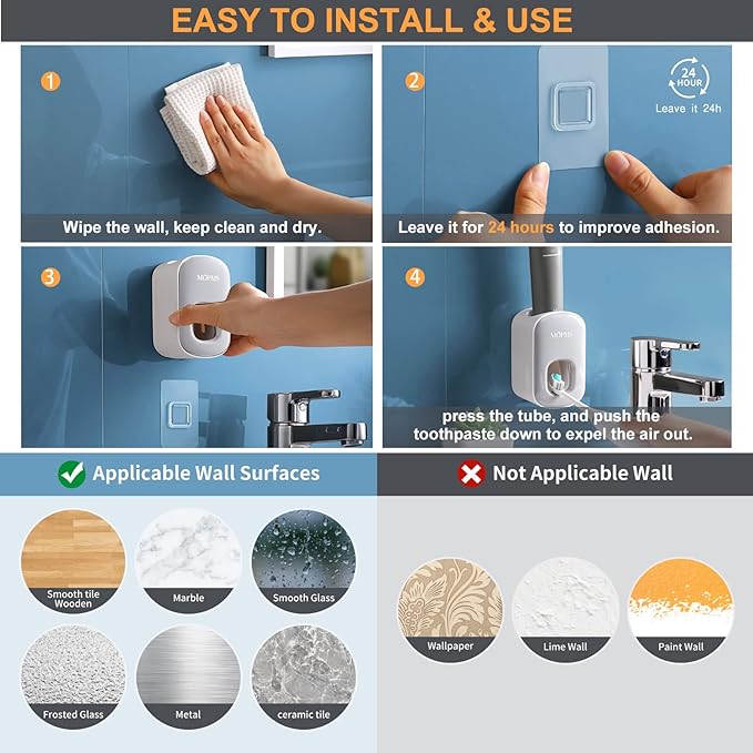 MOPMS Toothpaste Dispenser Wall Mounted - Image 4