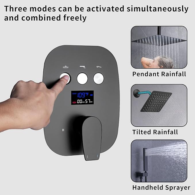 Shower Faucet Set Matte Black Shower System, Push Button Shower Faucet - Image 5