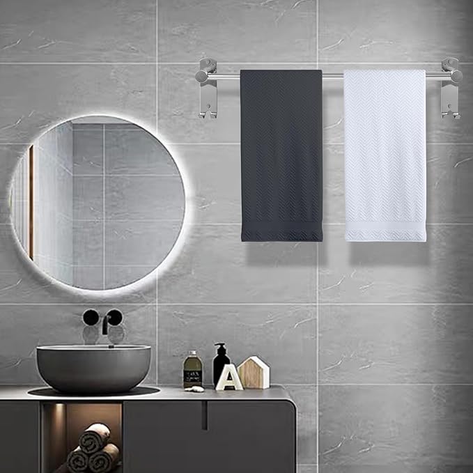 Bathroom Towel Rack, 28In Adjustable Bathroom Towel Bar, Stainless Steel Towel - Image 4