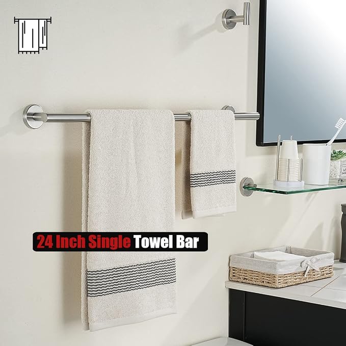 JQK Bath Towel Bar, 27 Inch 304 Stainless Steel Thicken 0.8mm Towel Rack - Image 5